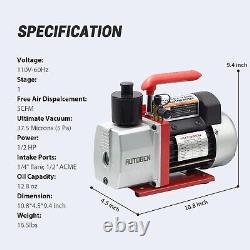 5CFM Vacuum Pump, 1/2HP 38 Micron 110V Air Vacuum Pump for R12 R22 R134a R410