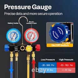 5cfm 1/3hp Air Vacuum Pump & A/C Manifold Gauge Set R134a R12 R22 R502 R410a