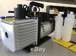 7 CFM 2 Stages Refrigerant Vacuum Pump Refrigeration Gauges Tools Air Condition