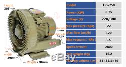 750W Industrial High Pressure Vortex Vacuum Pump 380V Dry Air Blower for Machine