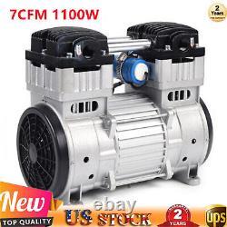 7CFM Oilless Vacuum Pump Industrial Air Compressor Oil Free Piston Pump 1100W US