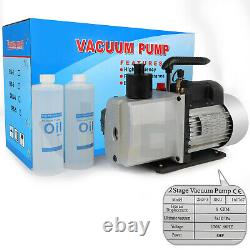 8CFM 2-Stage Air Vacuum Pump HVAC R134a R410a 320 ML Refrigerant Tool 110V 60Hz
