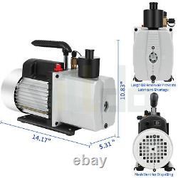 8CFM 2-Stage Air Vacuum Pump HVAC R134a R410a 320 ML Refrigerant Tool 110V 60Hz