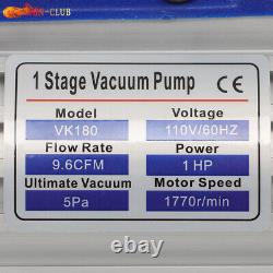 9.6 CFM 1HP Standard Stage Rotary Vane HVAC Vacuum Pump Single With Oil Bottle