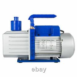9 CFM 1 HP Rotary 2 Stage Vacuum Pump Refrigerant Gauges Tools Air Condition