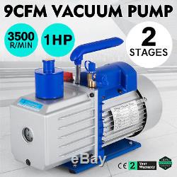9CFM 2 Stages Vacuum Pump 1HP Air Conditioning 3x10-1Pa 25 microns Oil capacity