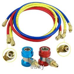 A/C Manifold Gauge Kit R134A 4FT Hose & 3.5CFM 1/4HP HVAC Air Vacuum Pump Combo