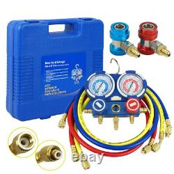 A/C Manifold Gauge Kit R134A 4FT Hose & 3.5CFM 1/4HP HVAC Air Vacuum Pump Combo