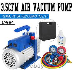 A/C Manifold Gauge Set R134A R410a R22 With 3,5 CFM 1/4HP Air Vacuum Pump With Oil