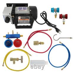 AC Manifold Gauge Set Combo 110V/60HZ 3 CFM Air Vacuum Pump HVAC & R134A Kit