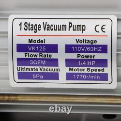 AC Manifold Gauge Set Combo 110V/60HZ 3 CFM Air Vacuum Pump HVAC & R134A Kit