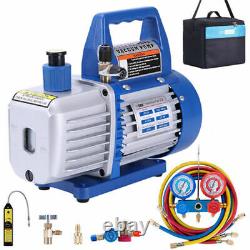 AC Manifold Gauge Set R134a with 4CFM 1/3HP Rotary Vane Air Vacuum Pump ETL Listed