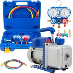 Air Condition Kit, Single Stage 4CFM 1/3HP Vacuum Pump, R134a A/C HVAC Manifold