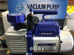 Air Conditioner Fridge Vacuum Pump Dual Stage Built In Vacuum Gauge Solenoid