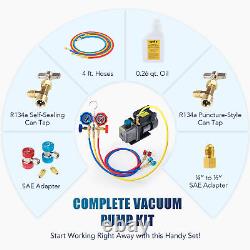 Air Conditioner Vacuum Pump 3.5 cfm HVAC Coolant Repair Recharging & Evacuation