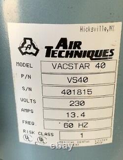 Air Techniques VacStar 40 Dental Vacuum Pump 2hp S/n 401815 Excellent