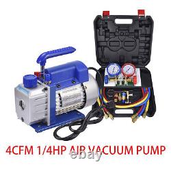 Air Vacuum Pump HVAC AC Air Tool 3,5CFM 1/4hp + Manifold Gauge Set with Case