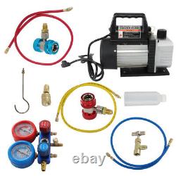 Air Vacuum Pump HVAC + R134A Kit AC A/C Set Combo 3 CFM AC Manifold Gauge