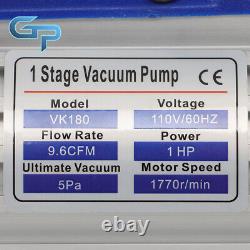 Air Vacuum Pump Single Stage Rotary Vane HVAC 9.6CFM 1HP With Two Oil Bottles