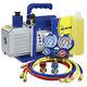 Combo 5 Cfm 1/3hp Air Vacuum Pump Hvac + R134a Kit Ac A/c Manifold Gauge Set