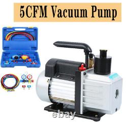 Combo 5CFM 1/3HP Air Vacuum Pump HVAC + R134A AC A/C Dual Manifold Gauge