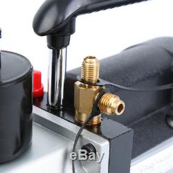 Combo 5CFM 1/3HP Air Vacuum Pump HVAC + R134A Kit AC A/C Dual Manifold Gauge Set