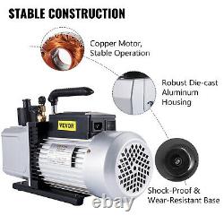 Dual 2 Stage 12CFM 1 HP Rotary Vane Deep Vacuum Pump HVAC AC Air Tool R410a R134