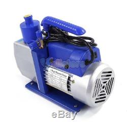Dual Gauge R134 A/C HVAC Air Condition Tester Manifold 5CFM 1/3HP Vacuum Pump