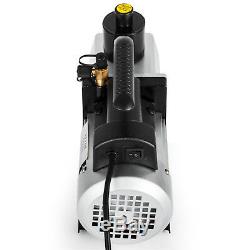 Dual Stage Vacuum Pump 5CFM 1/2HP Rotary Vane Deep HVAC AC Air Tool Black