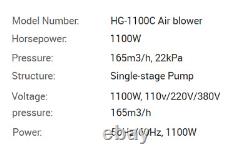 HG-1100C Vacuum pump air blower 1.1HP 1 Phase 220V Small CNC Machine Kit Holdown