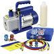Industral A/c Manifold Gauge Set R134a R410a R22 With3,5 Cfm 1/4hp Air Vacuum Pump