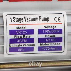 LABLT Air Vacuum Pump Rotary Vane HVAC 4CFM 1/3HP Refrigeration Gauge