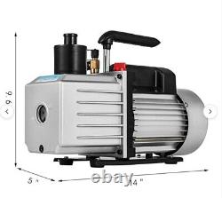 LOVSHARE 8CFM 1HP Vacuum Pump 110V 2 Meter Valve 2 Stage 0.3PA Ultimate Air Cond