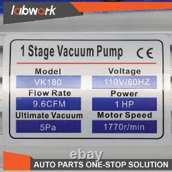 Labwork 9.6CFM 1HP Single Stage Rotary Vane HVAC Air Vacuum Pump With Oil Bottle