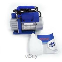 Manifold Gauge Hose Air Conditioner R134a R12 R22 + 3CFM Rotary Vane Vacuum Pump