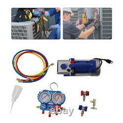 Manifold Gauge Kit Combo Air Vacuum Pump with 3FT Hoses Acccessories 3CFM 1/4 HP