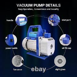 Manifold Guage Set Vacuum Pump 3.6CFM 1/4HP Single Stage Rotary Vane Air Vacuum