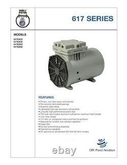 NEW Thomas Vacuum Veneer 1/8 hp Piston Air Compressor Pump 617CA22 Free S&H