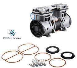 NEW Vacuum Pump Air Pond Compressor 1/2hp 3+cfm 72 PSI+ Rebuild KIT 2yr warranty
