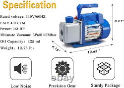 NewPosition 4CFM 1/3HP Air Vacuum Pump HVAC A/C Refrigeration Tool Kit ACAuto