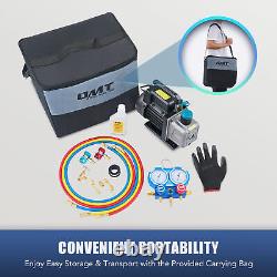 OMT 3.5CFM 1/4hp HVAC Air Vacuum Pump Kit & AC Manifold Gauge Set Carry bag&Case