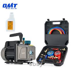 OMT 3.5cfm Vacuum Pump Kit for Auto Air Conditioner Coolant Refill & Evacuation