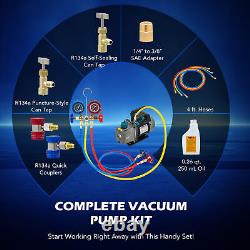 OMT 3.5cfm Vacuum Pump Kit for Auto Air Conditioner Coolant Refill & Evacuation