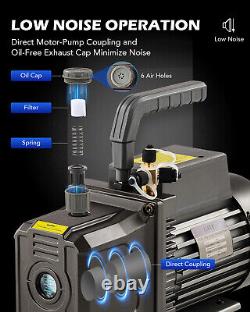 OMT 9 cfm Dual Stage Vacuum Pump 3/4 hp Rotary Vane Air Conditioning Vacuum Pump