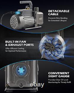 OMT 9 cfm Dual Stage Vacuum Pump 3/4 hp Rotary Vane Air Conditioning Vacuum Pump