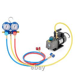 OMT Manifold Gauge & Air Vacuum Pump Auto AC Tools for R404 R22 R134 R410 3.5cfm