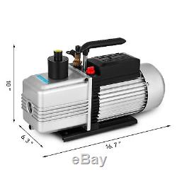 Refrigerant Vacuum Pump 12CFM 2-Stage 1HP Rotary Vane 1/4 and 3/8 Air HVAC AC