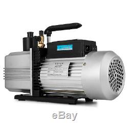 Refrigerant Vacuum Pump 12CFM 2-Stage 1HP Rotary Vane 1/4 and 3/8 Air HVAC AC