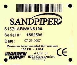 Sandpiper S15-B 1-1/2 NPT Air Operated Diaphragm Pump 0 To 106 GPM, Aluminum