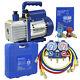 Single Stage 4cfm 1/3hp Vacuum Pump, R134a A/c Hvac Manifold Air Condition Kit